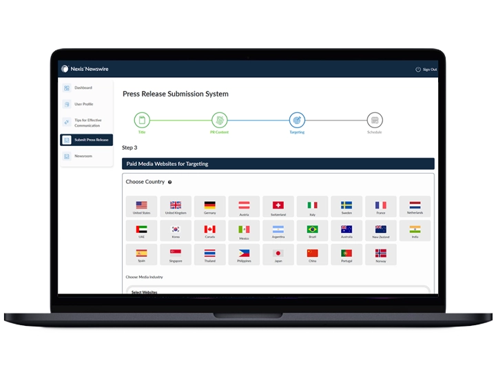 Nexis Newswire press release submission system 